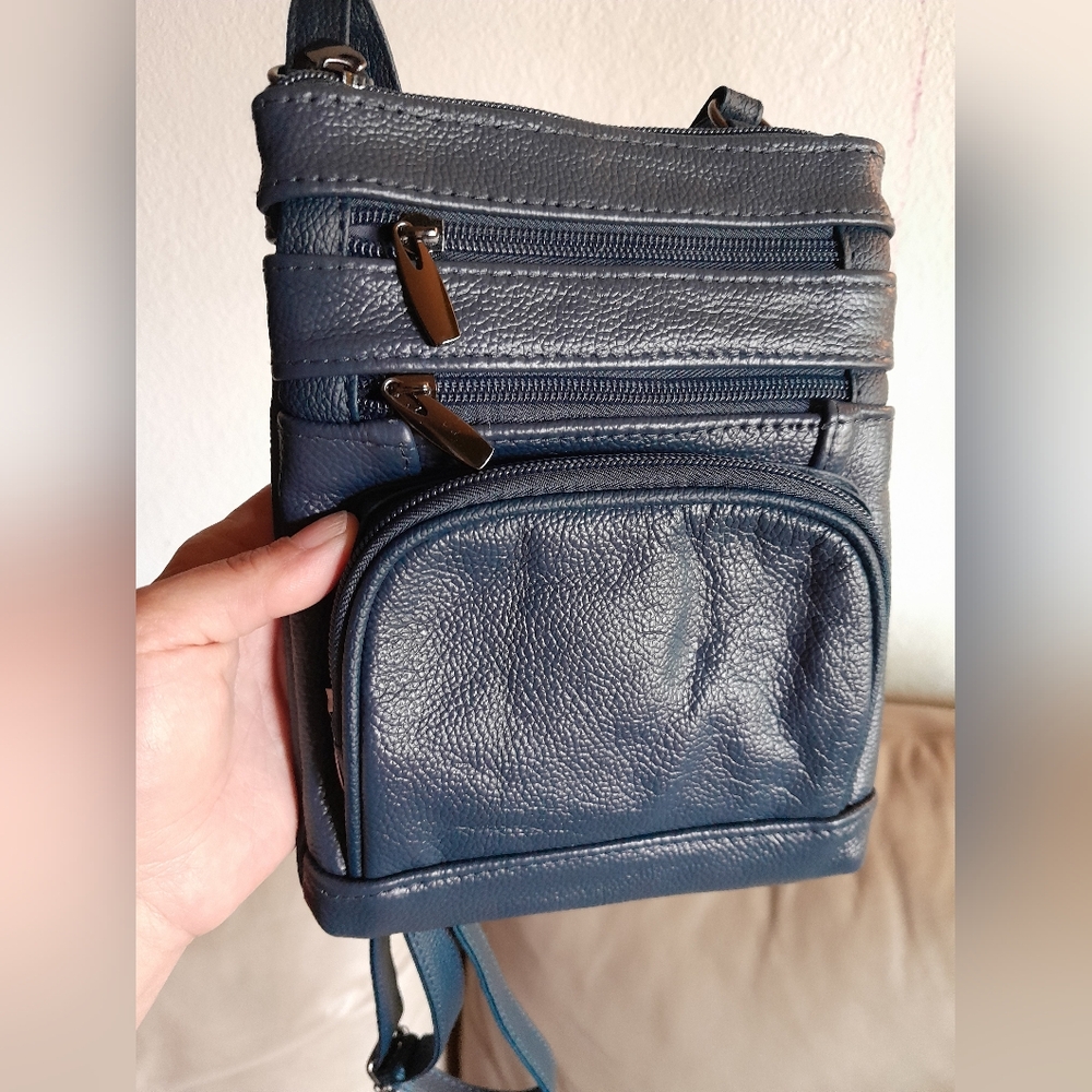 Navy Blue Genuine Leather Purse